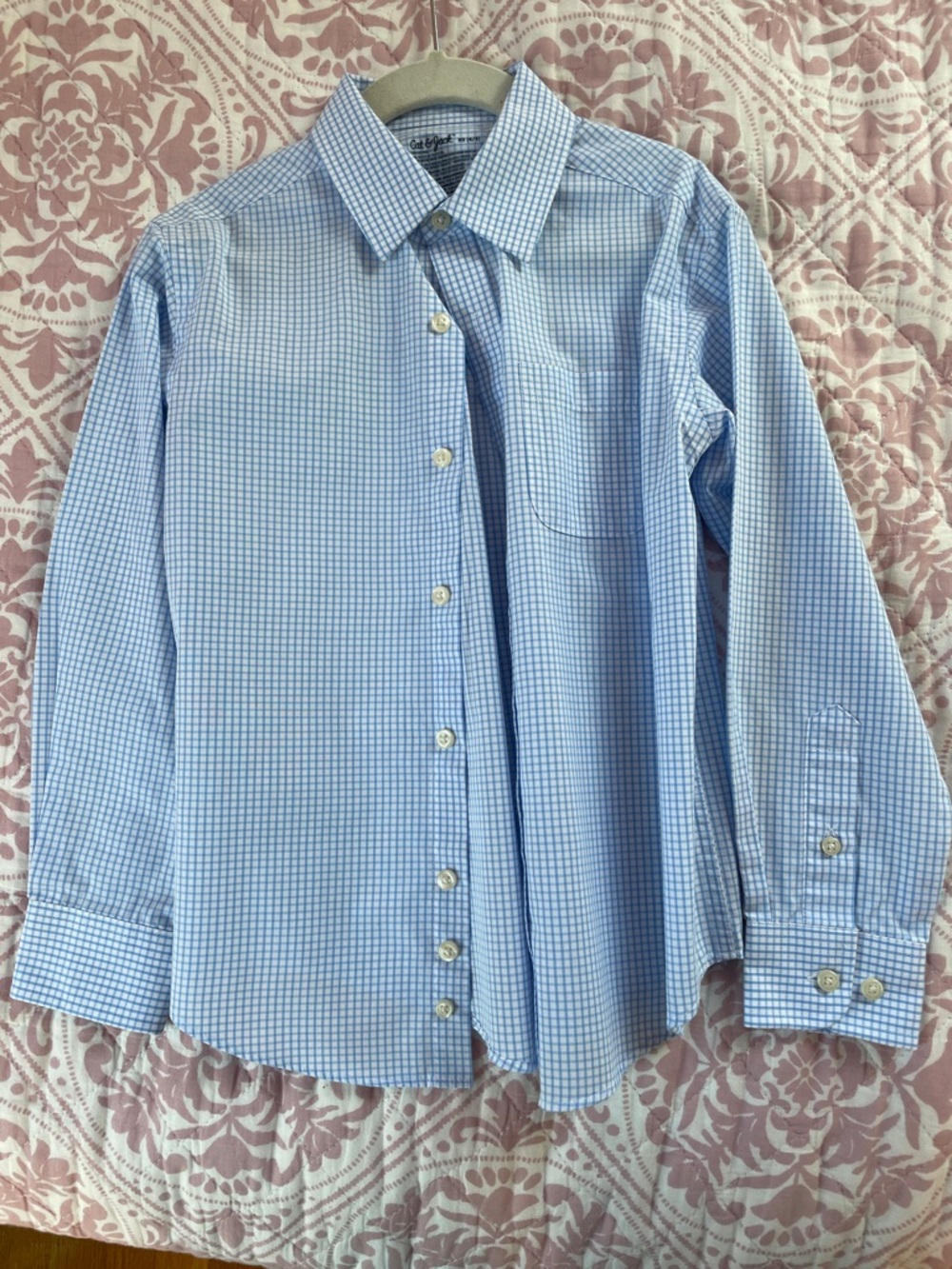 Cat & Jack Light Blue Checked Boys Kids Dress Shirt XS 4/5